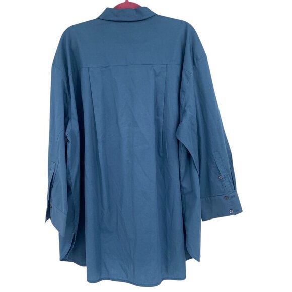 Harshman Plus Size 3X Blue Vivant Tunic 100% Cotton Relaxed Fit Button Up - Picture 5 of 16